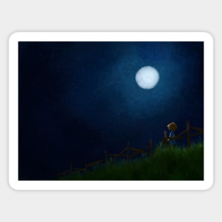 girl in a field (night) Sticker